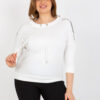 Ecru plus size mikina STRINGEL s nápisovými šňůrkami