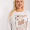 Ecru plus size top IVORETTA s květinovým panelem