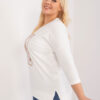 Ecru plus size top IVORETTA s květinovým panelem