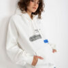 Ecru oversize kangaroo mikina s potiskem – VERINA