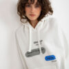 Ecru oversize kangaroo mikina s potiskem – VERINA