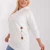 Ecru mikina plus size s kapsami – KARESSA