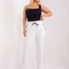 Ecru plus-size tepláky s ozdobnými kapsami – CAVONA