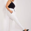 Ecru plus-size tepláky s ozdobnými kapsami – CAVONA