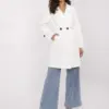 Ecru elegantní pruhovaný kabát ITALY MODA – OPHENA