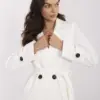 Ecru elegantní pruhovaný kabát ITALY MODA – OPHENA