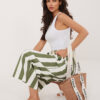 Ecru-khaki pruhované letní culottes – LEVERIA