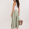 Ecru-khaki pruhované letní culottes – LEVERIA