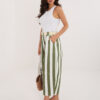 Ecru-khaki pruhované letní culottes – LEVERIA
