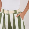 Ecru-khaki pruhované letní culottes – LEVERIA
