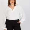 Ecru plus size halenka LAKERTA s dlouhým rukávem – ELSINORE