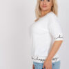 Ecru plus size top ECRAVIE s kontrastním lemem