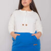 Ecru-modrá plus-size mikina Sira bez kapuce – JENENA