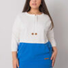 Ecru-modrá plus-size mikina Sira bez kapuce – JENENA