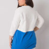 Ecru-modrá plus-size mikina Sira bez kapuce – JENENA