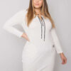 Ecru plus size sportovní mini šaty ORIELLE s kapsami