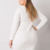 Ecru plus size sportovní mini šaty ORIELLE s kapsami