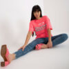 Neonově růžové volné tričko CERYNTHA s potiskem