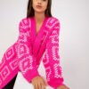 Fluo růžový vzorovaný kardigan ANVARIA RUE PARIS