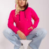 Fuchsiová basic mikina plus size s kapsou – HILESSA