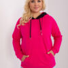 Fuchsiová basic mikina plus size s kapsou – HILESSA