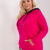 Fuchsiová basic mikina plus size s kapsou – HILESSA