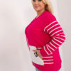 Fuchsiová plus size mikina STRIPORIA