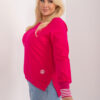 Fuchsiová plus size mikina CUFFELLE