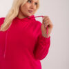 Fuchsiová hladká mikina plus size s kapucí – KARENA