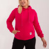 Fuchsiová hladká mikina plus size s kapucí – KARENA