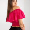 Fuchsiová crop halenka s volánem NOEMIELLE