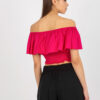 Fuchsiová crop halenka s volánem NOEMIELLE