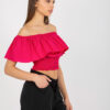 Fuchsiová crop halenka s volánem NOEMIELLE