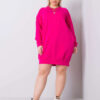 Fuchsiové plus size mini šaty ARIADNE BFG s kapsami