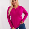 Fuchsiový plus-size svetr ZEHRA s knoflíky