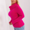 Fuchsiový plus-size svetr FRANCES se splývavým rolákem