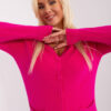 Fuchsiový dlouhý plus-size kardigan ALINE s výstřihem V
