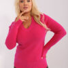 Fuchsiový plus-size svetr SIMONNE s ozdobnými knoflíky