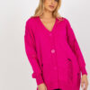 Fuchsiový oversize kardigan ASTRĪDA RUE PARIS s děrovaným úpletem