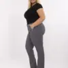 Grafitové elegantní kalhoty Plus size s pružným pasem – FENINA