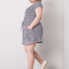Tmavě modro-bílé pruhované plus size mini šaty SARIYAH