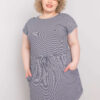 Tmavě modro-bílé pruhované plus size mini šaty SARIYAH