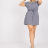 Tmavě modro-bílé pruhované plus size mini šaty SARIYAH