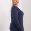 Tmavě modrý plus size svetr LARYSA se žebrovaným lemem