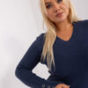 Tmavě modrý plus-size svetr SIMONNE s výstřihem V