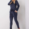 Tmavě modrý velurový komplet Jeanne Plus size – DALANA