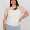 Béžový plus size dvojitý top MESHROSE