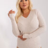 Světle béžový plus-size svetr SIMONNE s viskózou
