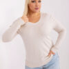 Světle béžový přiléhavý plus size svetr SHQIPE