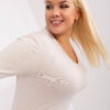 Světle béžový přiléhavý plus size svetr SHQIPE